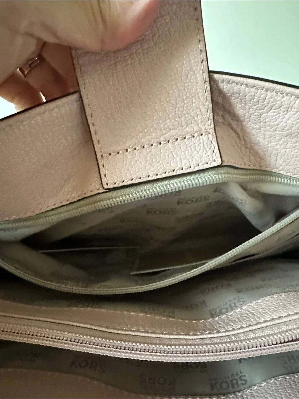 Michael Kors Blush Pink Leather Satchel with Signature Plate